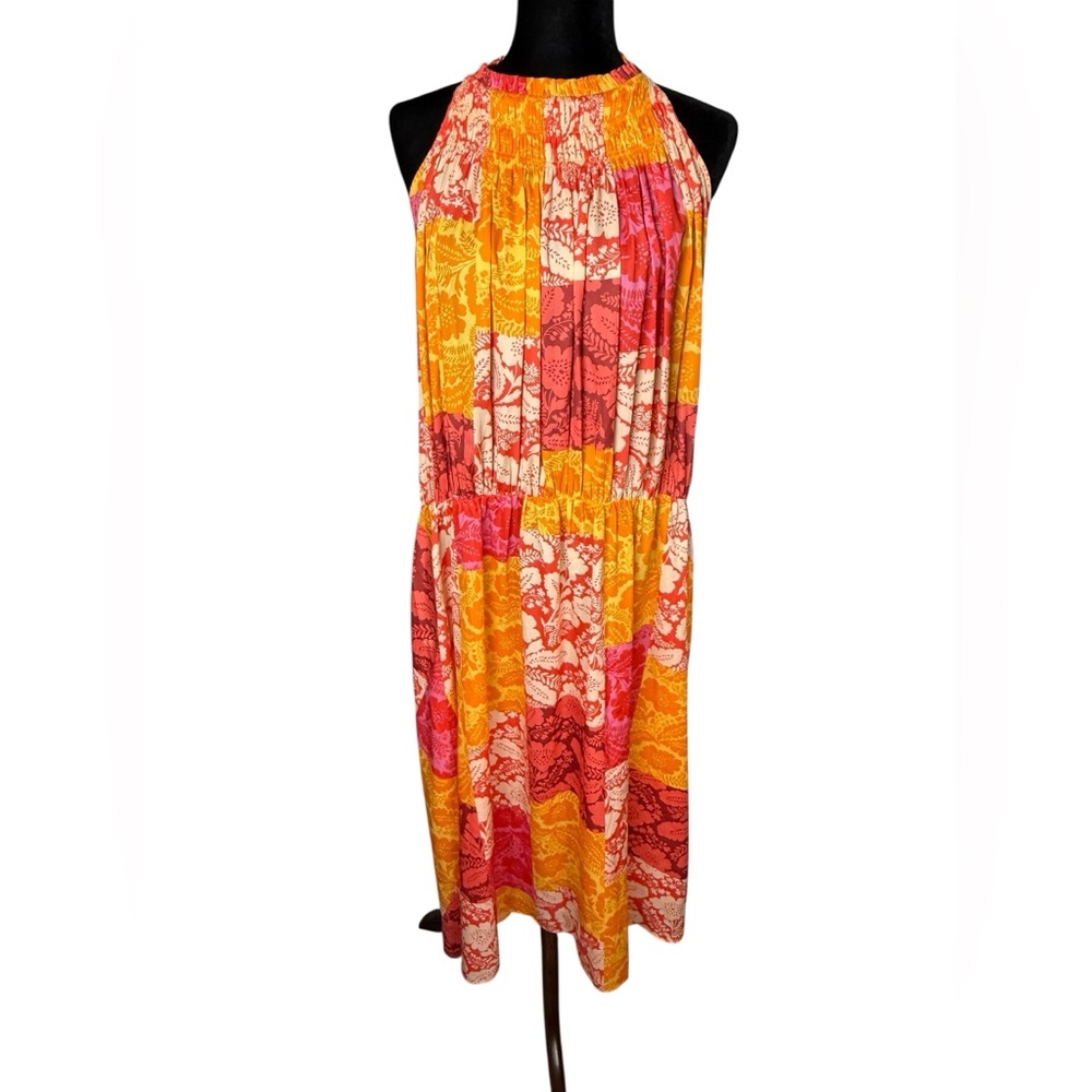 Ann Taylor Floral Patchwork Maxi Dress - Orange and Pink NWOT - Picture 4 of 11